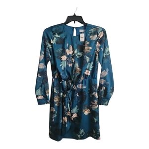 Calvin Klein Front-Knot Detail Long Sleeve Wrap Dress